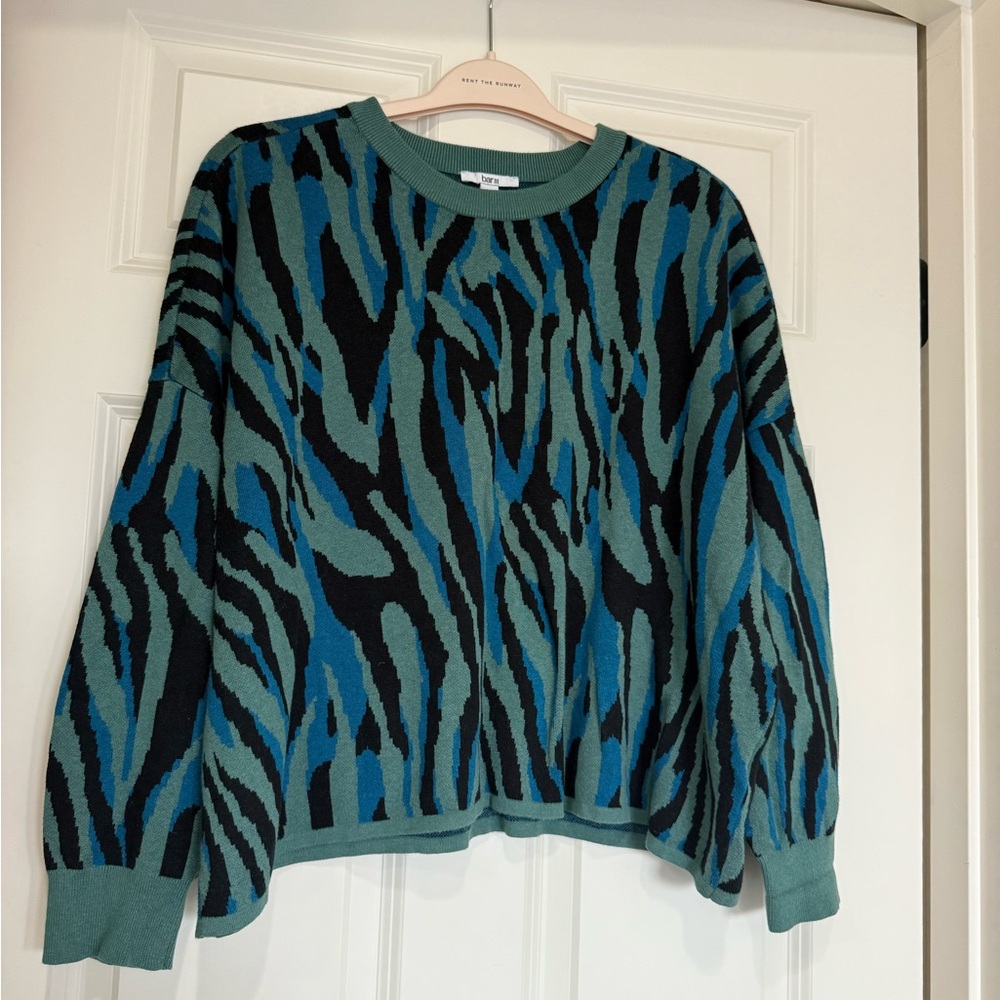 Bar III Teal and Black Patterned Sweater